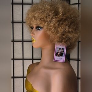 Curly Brown Light  Wig  Human Hair Kinky-curly Water Wave Afro